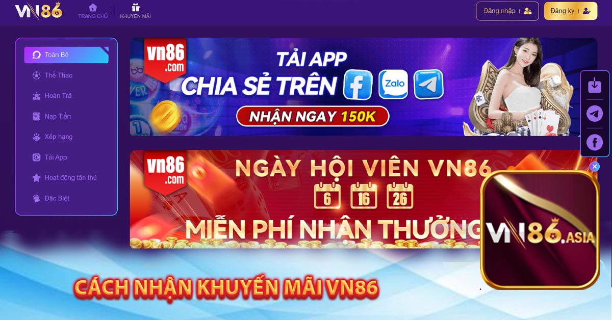 Cách nhận khuyến mãi vn86